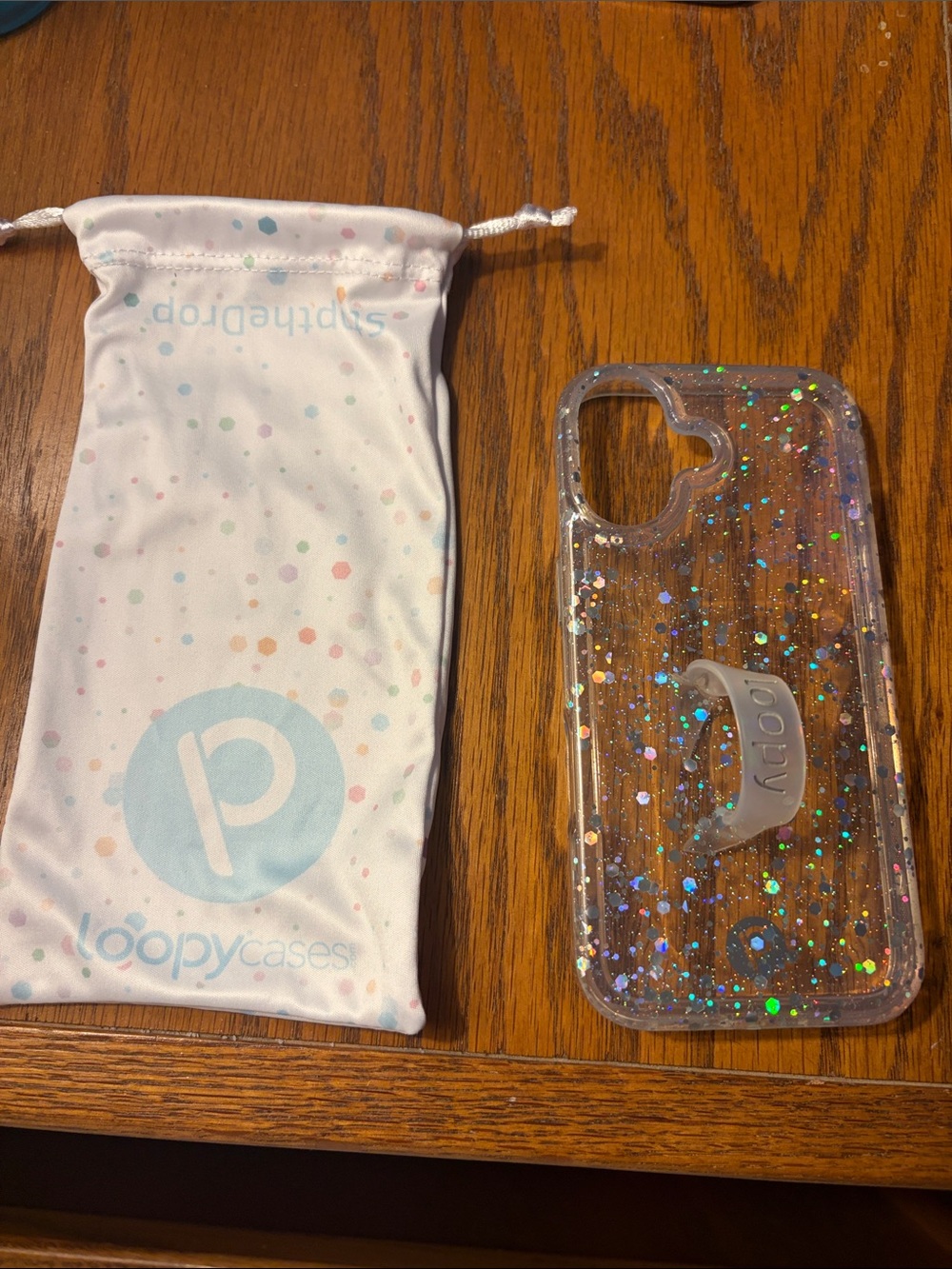 iPhone 17 Loopy Case Cosmic Confetti Phone Case with clear Loopy Grip